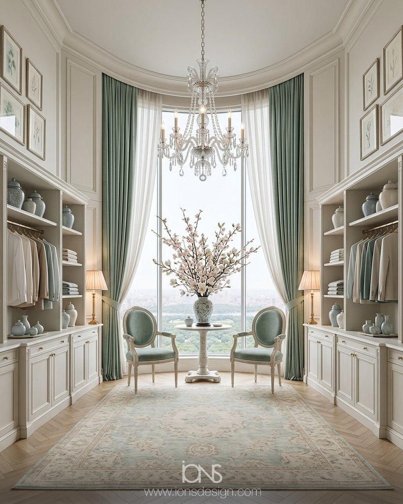 Classic Green Walk-in Closet / Dressing Room Design Cost...